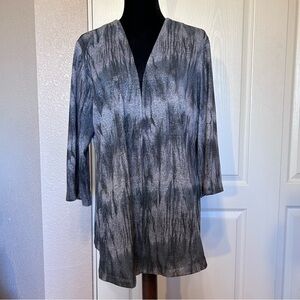 Chico’s‎ Open Front Gray with Shimmer Lightweight Cardigan Sweater Size 2 (M/L)